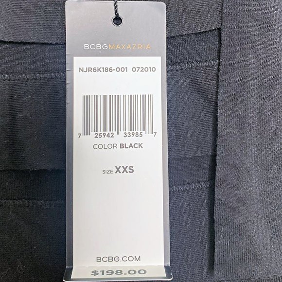 BCBGMAXAZRIA Short Sleeve Tiered Knit Bodycon Dress in Black - Picture 4 of 6